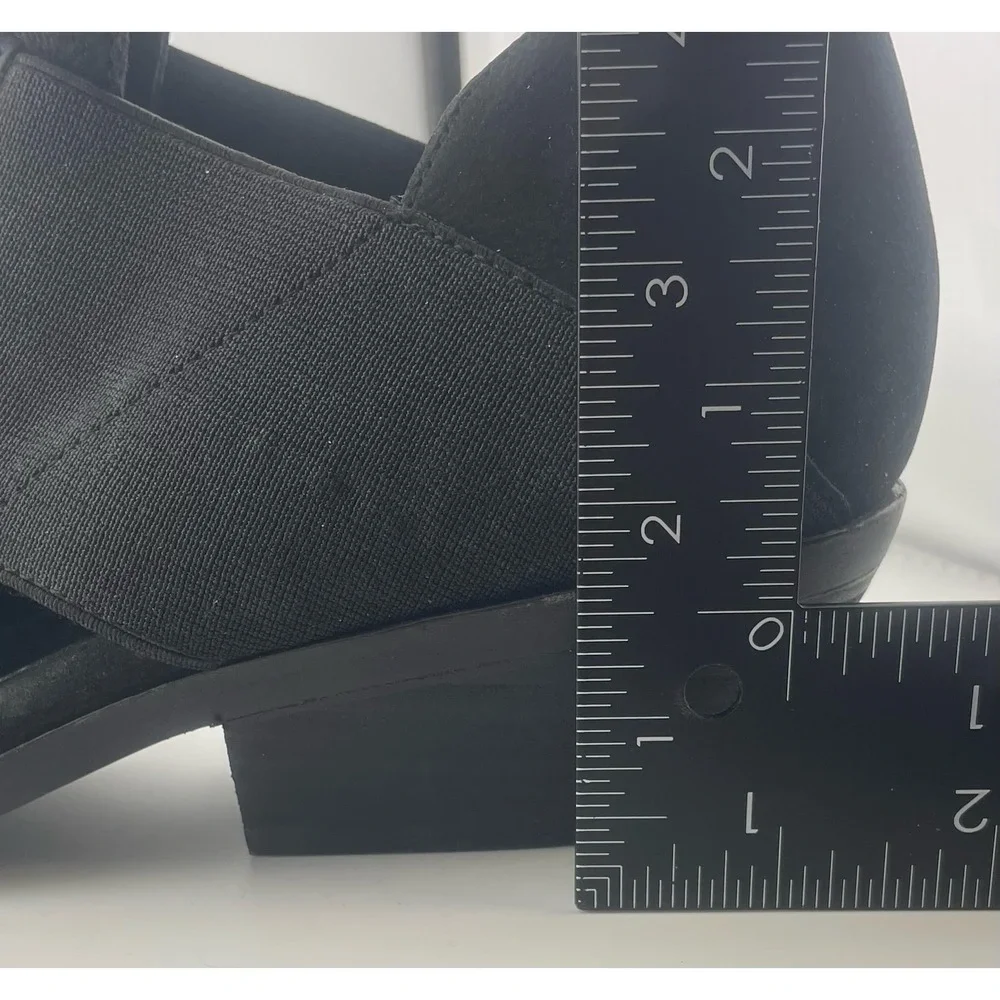 Eileen Fisher Perry black‎ nubuck suede elastic cutout shoes booties sz 7.5